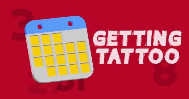 Získání textu tetování s kalendářem a číslo od 1 do 31 na pozadí. Animované animované video. - Záběry, video