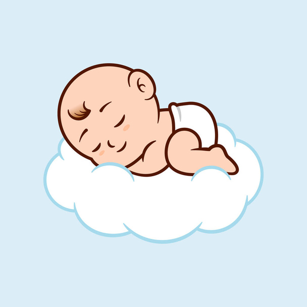 Baby Sleeping on a Cloud - Vector, Image