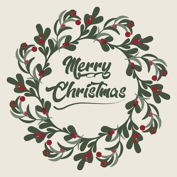 Merry Christmas wreath vector pattern on a light background - Vector, afbeelding