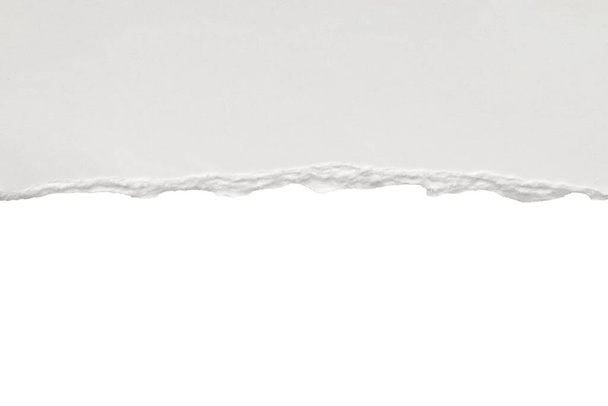 Bílý roztržený papír roztržené okraje pruhy izolované na bílém pozadí - Fotografie, Obrázek