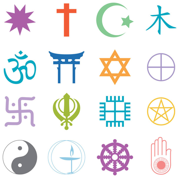 World religion symbols concept illustration - Vector, Image