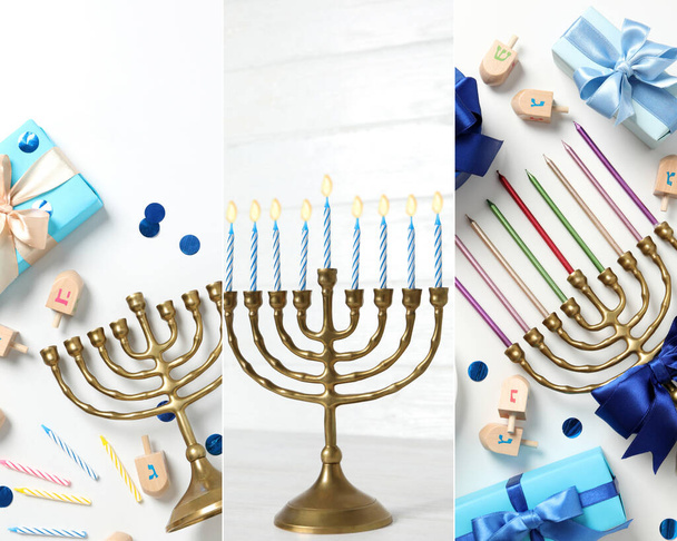 Colagem de fotos para Hanukkah conceito de férias - Foto, Imagem