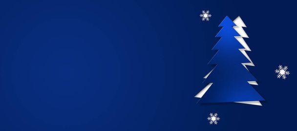 bannière de décoration de sapin bleu coupée Noël vacances d'hiver - Photo, image