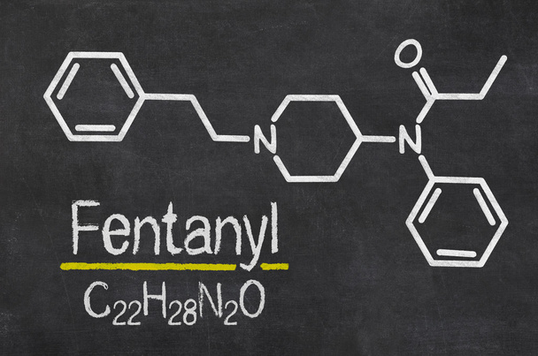 Blackboard with the chemical formula of Fentanyl - Foto, Imagen