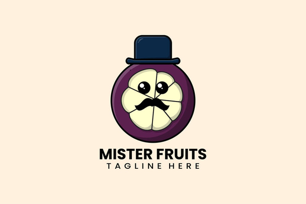 Düz modern şablon Bay Mangosteen meyve logosu konsept vektör çizimi - Vektör, Görsel