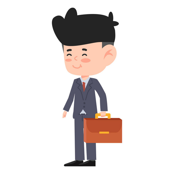 Cute Business man with a bag in his hand smart suit - Vector, afbeelding
