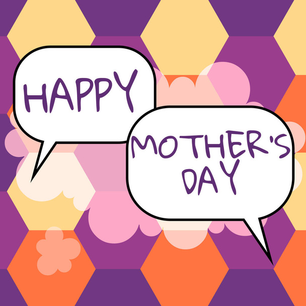 Κείμενο που δείχνει έμπνευση Happy Mothers Day, Επιχειρηματική προσέγγιση γιορτάζεται προς τιμήν της επιρροής της μητρότητας στην κοινωνία - Φωτογραφία, εικόνα