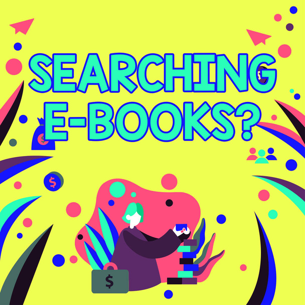 Wyświetlacz konceptualny Wyszukiwanie książek elektronicznych, Word Written on Looking for online literature modern reading - Zdjęcie, obraz