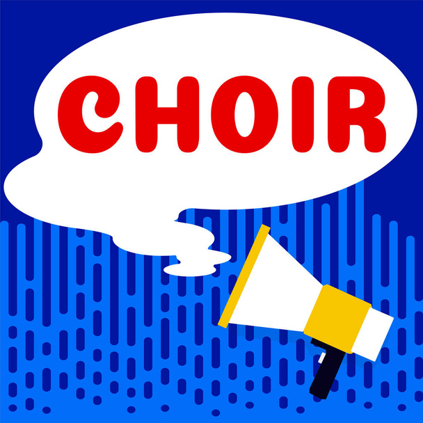 Текстовая подпись представляет хор, слово для группы, организованной для исполнения ансамбля пения - Фото, изображение