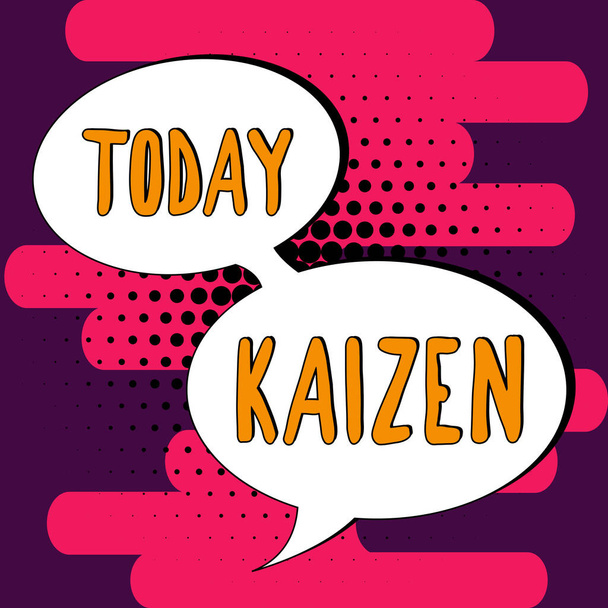 Tekstin kirjoittaminen Kaizen, Business showcase japanilainen liikefilosofia työkäytäntöjen parantamiseksi - Valokuva, kuva