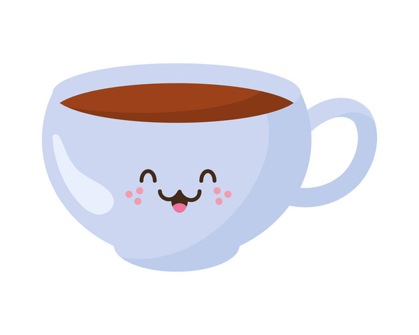 taza de café kawaii carácter icono - Vector, imagen