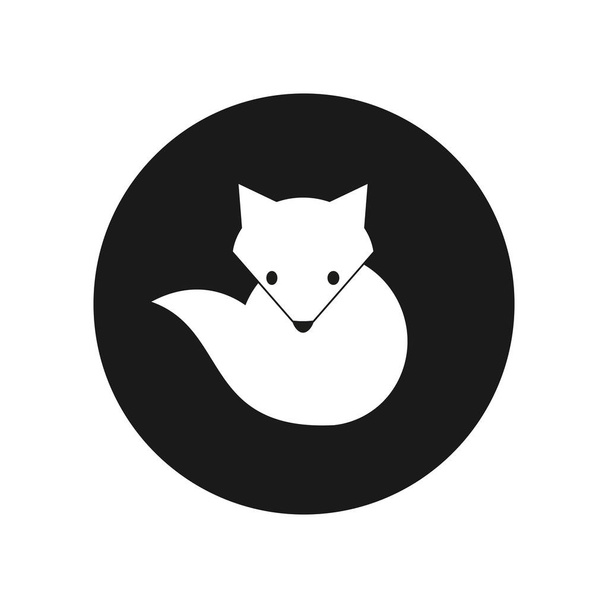 Arctic fox простая плоская икона. Монохромный логотип животных. Черное и белое. Векторное искусство - Вектор,изображение