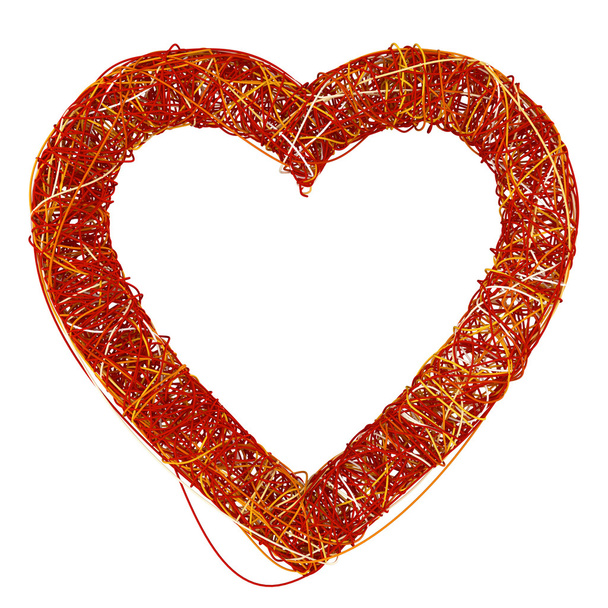 Великий червоний серця зробив волокна, ізольовані на білому тлі, 3d Re - Фото, зображення