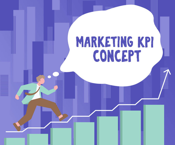 Szöveg megjelenítése Marketing Kpi Concept, Business approach A kampányok hatékonyságának mérése marketing csatornákon - Fotó, kép