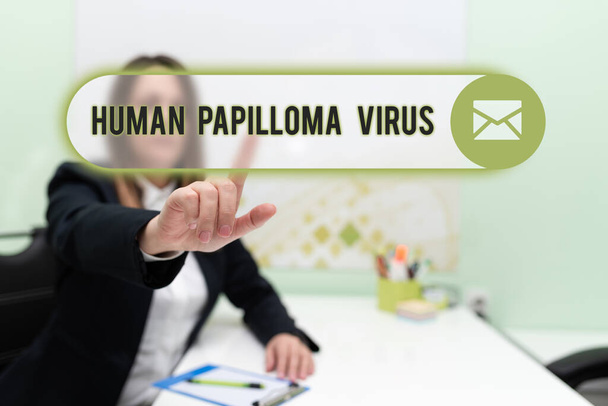 Tekst bijschrift presenteren Human Papilloma Virus, Zakelijke aanpak meest voorkomende seksueel overdraagbare infectie ziekte - Foto, afbeelding