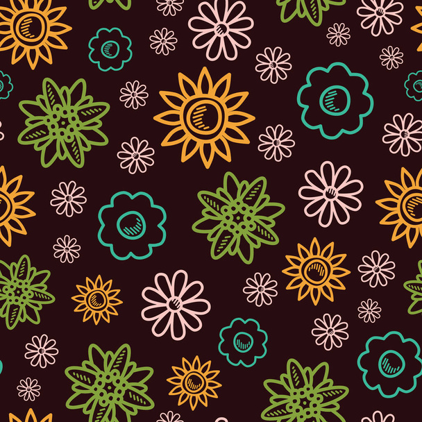 Ilustración de fondo de patrón de repetición vectorial con flores florales frescas y fragantes. Diseño del patrón de superficie. Ideal para la decoración del hogar, papel de regalo, proyectos de invitación - Vector, Imagen