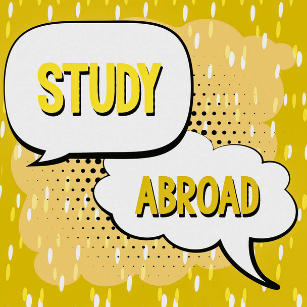Teken weergeven Studeren in het buitenland, Zakelijk overzicht Het nastreven van onderwijsmogelijkheden in het buitenland - Foto, afbeelding