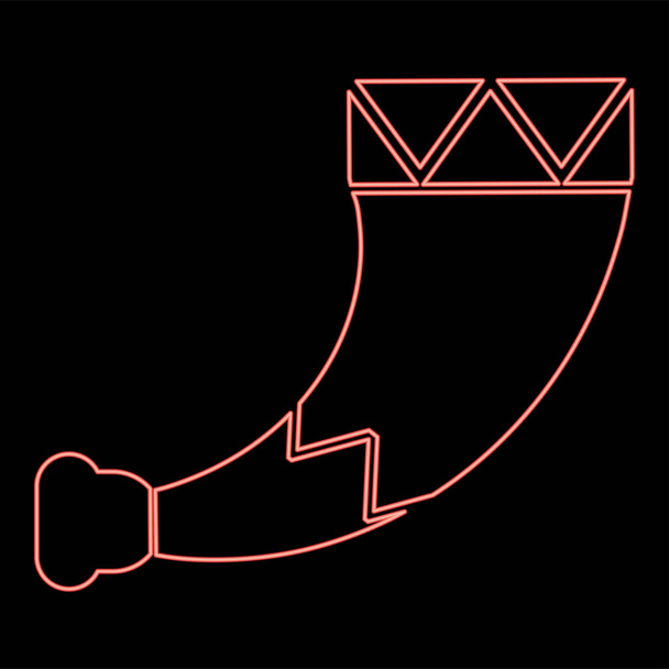 Неоновый рог викинга красный цвет вектор иллюстрации изображения плоский стиль света - Вектор,изображение