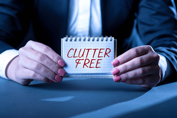 Textový titulek prezentující Clutter Free, Business showcase Dobře organizované a uspořádané Uklízet Všechny věci na správných místech - Fotografie, Obrázek