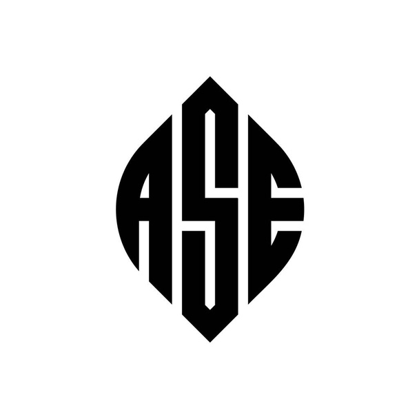 ASE circle letter logo design with circle and ellipse shape. ASE ellipse letters with typographic style. The three initials form a circle logo. ASE Circle Emblem Abstract Monogram Letter Mark Vector. - Vector, Image
