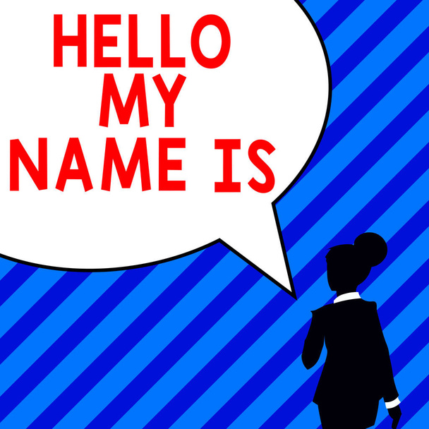 Sign displaying Hello My Name Is, Business overview introducing yourself to νέα άτομα - Φωτογραφία, εικόνα
