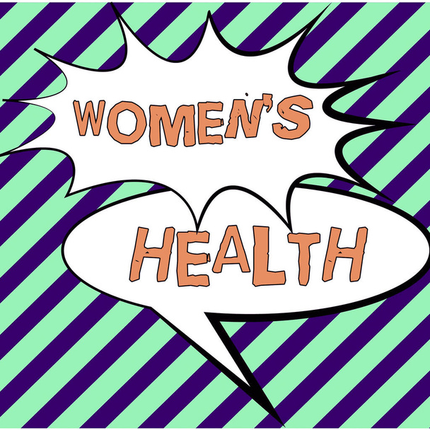 A nők egészségét bemutató szöveges jel, üzleti ötlet A nők testi egészségi következménye a betegség elkerülése - Fotó, kép