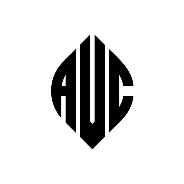 Návrh loga AVC kružnice s kruhovým a elipsovým tvarem. AVC elipsa písmena s typografickým stylem. Tyto tři iniciály tvoří kruhové logo. AVC Circle Emblem Abstract Monogram Letter Mark Vector. - Vektor, obrázek