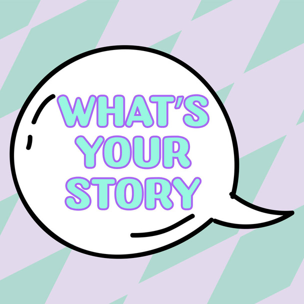 Подпись под текстом: "Что у тебя за история, бизнес-идея спросить кого-нибудь, рассказать мне о себе". - Фото, изображение