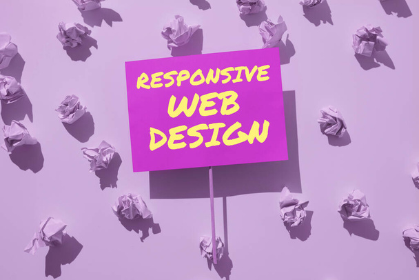 Ručně psané znamení Responsive Web Design, Koncept znamená tvorbu webové stránky, která využívá flexibilní rozvržení - Fotografie, Obrázek
