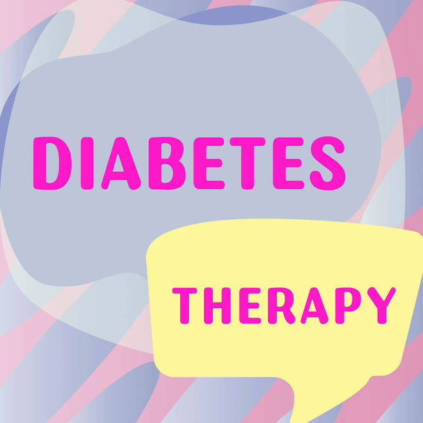 Podpis tekstowy przedstawiający Diabetes Therapy, Koncepcja biznesowa ma na celu osiągnięcie niższych średnich wyników stężenia glukozy we krwi - Zdjęcie, obraz