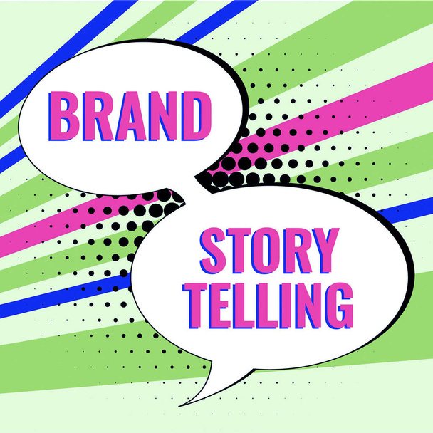 Handgeschriebener Text Brand Story Telling, Geschäftsidee, die einer Marke Leben einhaucht, ein engagierender Inhalt - Foto, Bild
