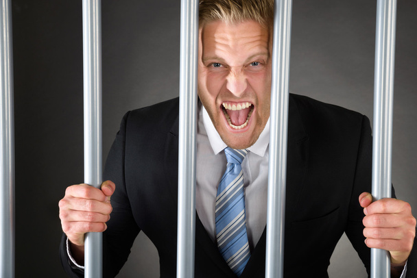 Aggressive Businessman Behind Bars - Fotó, kép