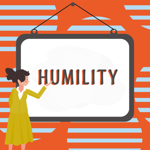 Ispirazione mostrando segno Umiltà, Parola per essere umili è una virtù di non sentirsi eccessivamente Superiore - Foto, immagini