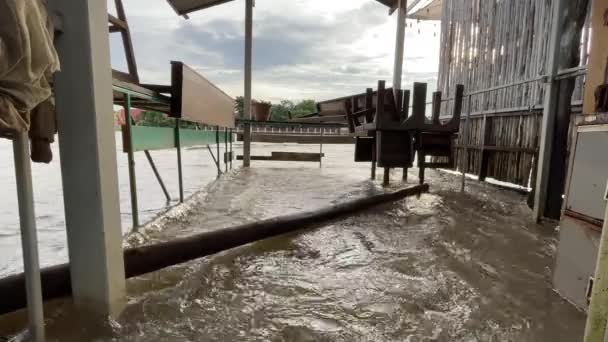 River water rising in a village in Thailand - Footage, Video