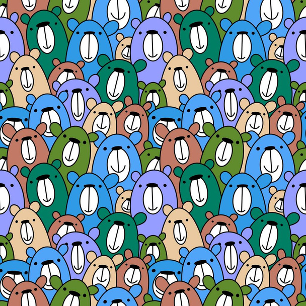 Cartoon toys animals seamless fluffy bears pattern for wrapping paper and fabrics and kids clothes print and accessories and kindergarten and linens. High quality illustration - Fotoğraf, Görsel