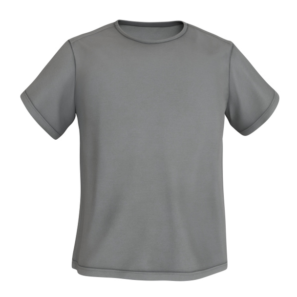 schlicht T-Shirt-Attrappe leeres Design graues Hemd auf weißem Hintergrund 3D-Illustration - Foto, Bild