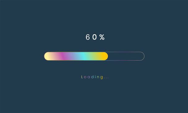 60 percent rainbow loading bar, luplouad user interface, colorful Futuristic loading symbol, a loading tap menu UI, use for Download progress, web design template, interface uploading design. - Vetor, Imagem