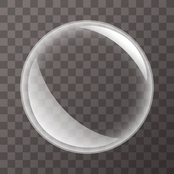 Water or soap bubble isolated on transparent background. Air bubble vector illustration. - Vector, Image