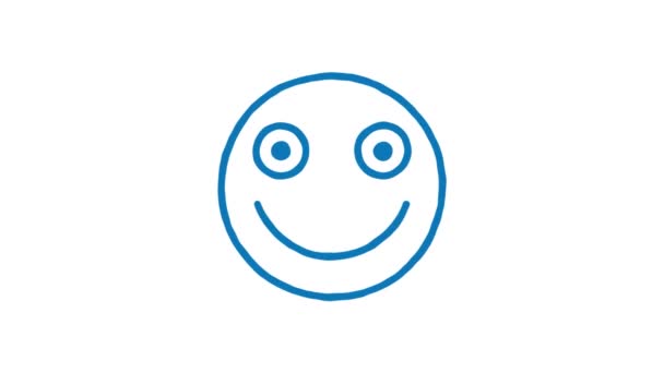 Emoticon lächelt mit offenen Augen. Animiertes Doodle-Emoticon. Alpha-Kanal. Looping-Animation - Filmmaterial, Video