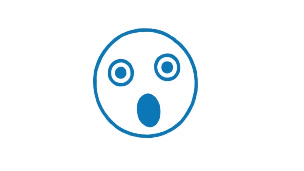 Emoticon surprised and shakes his head. Animated doodle emoticon. Alpha channel. Looped animation - Footage, Video