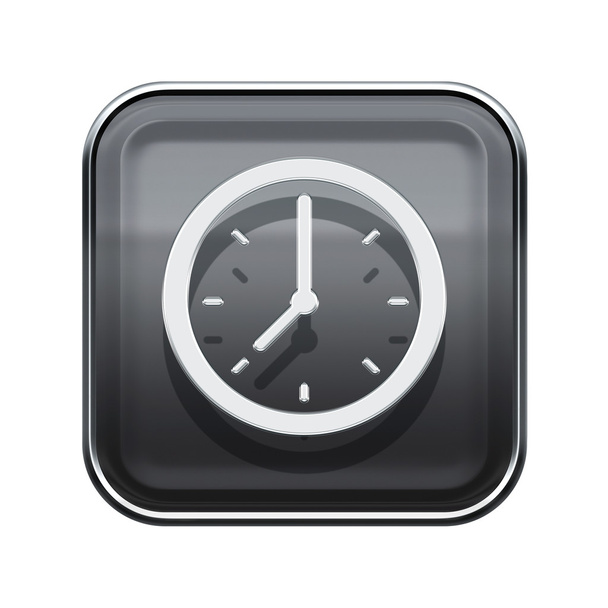 Clock icon glossy grey, isolated on white background - Fotografie, Obrázek