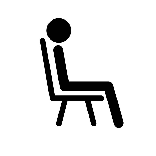 Person silhouette icon sitting on a chair. Editable vector. - Vector, Image
