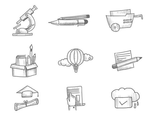 Dibujar a mano garabato dibujo icono conjunto de diseño - Vector, Imagen