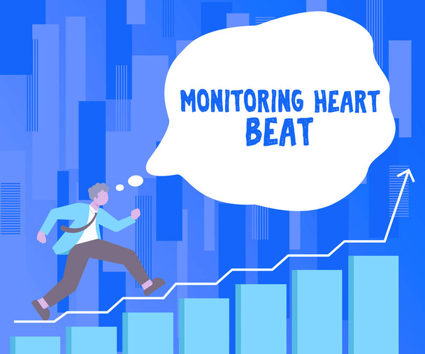 Señal que muestra Monitoreo de latidos cardíacos, Concepto de Internet Medir o registrar la frecuencia cardíaca en tiempo real - Foto, imagen