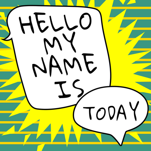 Handschrifttekst Hello My Name Is, Bedrijfsoverzicht jezelf introduceren aan nieuwe mensen werknemers als presentatie - Foto, afbeelding