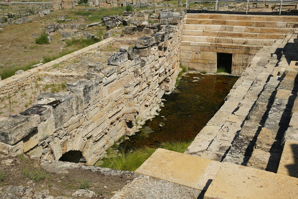 Spring Water at Hierapolis Ancient City in Pamukkale, Denizli City, Turkiye - Photo, Image