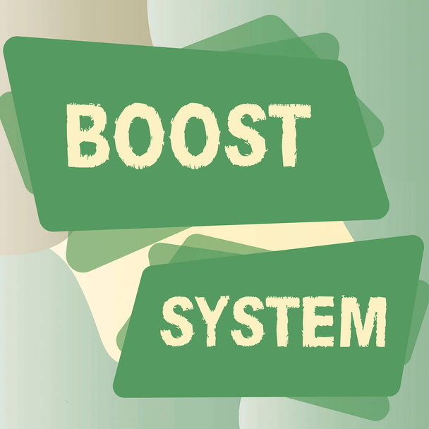 Inspiration montrant signe Boost System, Parole écrite sur rajeunir la mise à niveau Renforcer être plus saine approche holistique - Photo, image