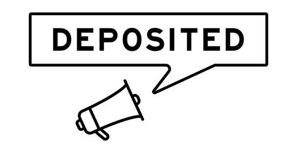 Icono de megáfono con burbuja de voz en palabra depositada sobre fondo blanco - Vector, Imagen