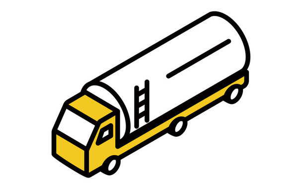 Eenvoudige isometrische illustratie van een tankwagen, tankwagen - Vector, afbeelding