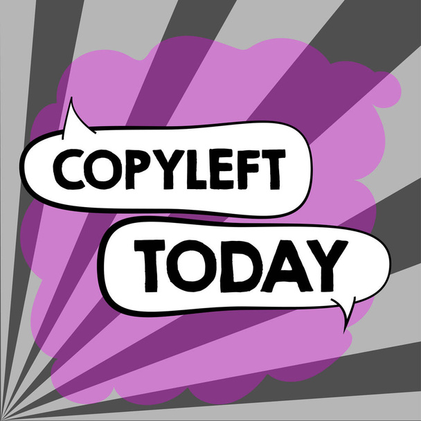 Ispirazione che mostra il segno Copyleft, Word Scritto a destra per utilizzare, modificare, copiare e condividere liberamente software, opere d'arte - Foto, immagini
